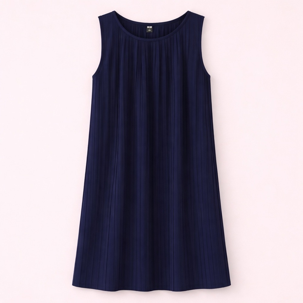UNIQLO MIDI LENGTH DRESS NAVY BLUE